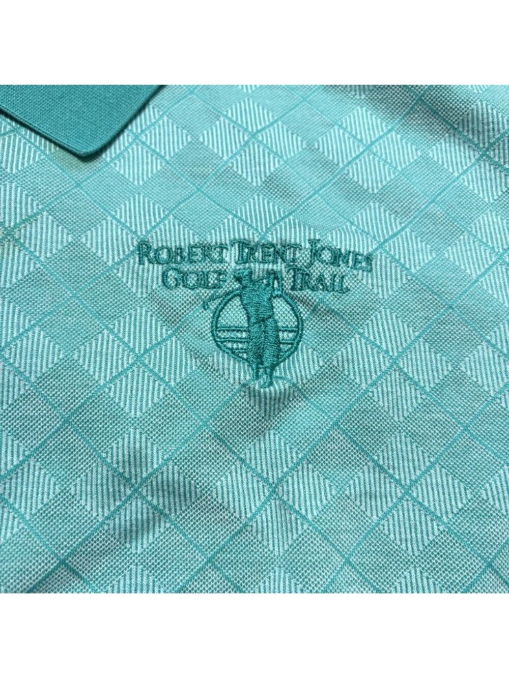 Alabamas RTJ Robert Trent Jones XL Polo Shirt Mint Green Diamond Golf Preppy - Picture 5 of 10